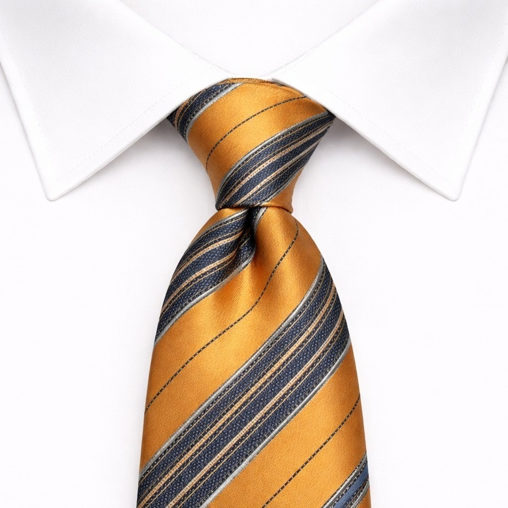 Ermenegildo Zegna Silk Blend Men's Necktie‎ Orange Blue Jacquard Striped Italy